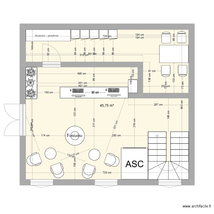 Réception. Plan de 1 pièce et 46 m2