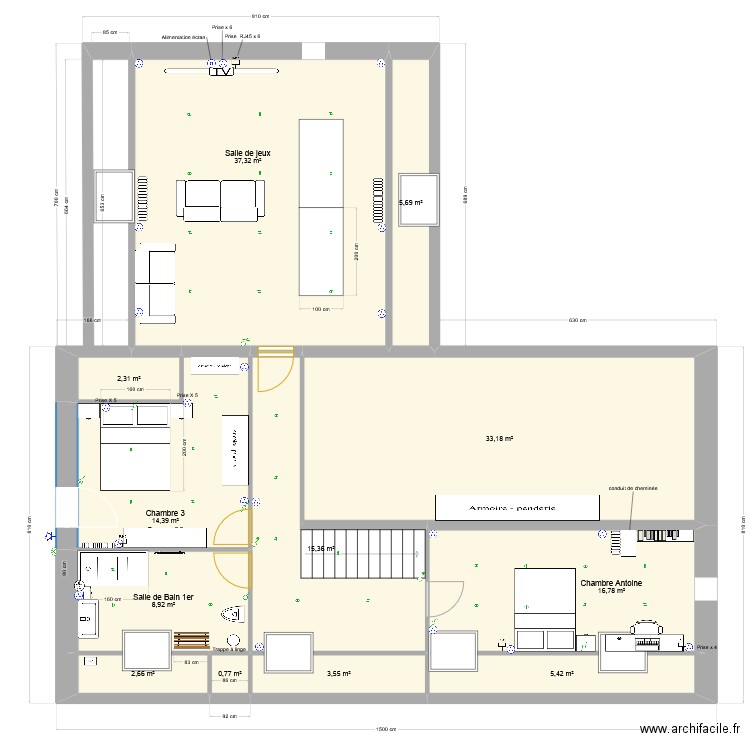 1er. Plan de 13 pièces et 144 m2