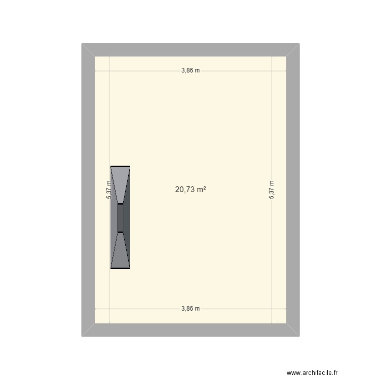 cuisine. Plan de 1 pièce et 21 m2