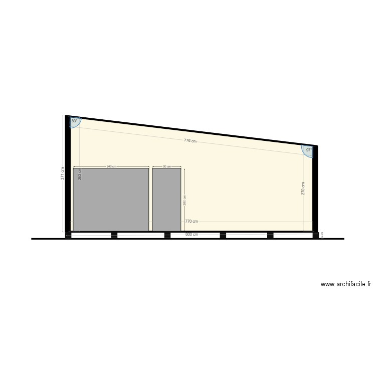 PROJ_FACADE_SUD. Plan de 1 pièce et 24 m2