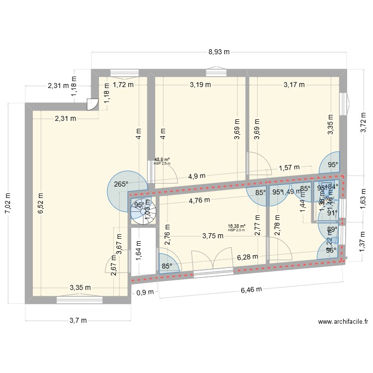 lodeve etage. Plan de 3 pièces et 67 m2