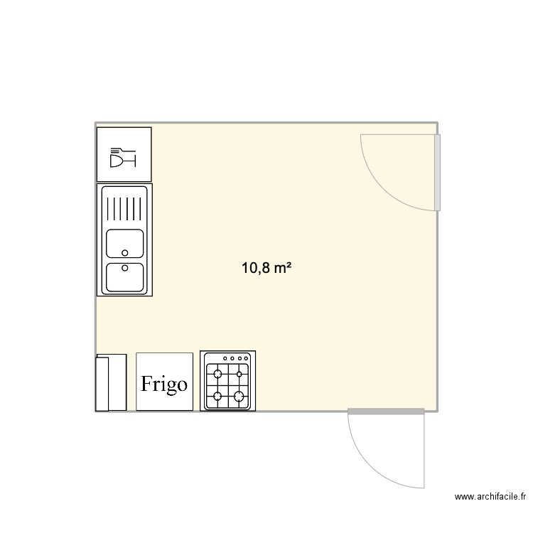 Cuisine. Plan de 1 pièce et 11 m2