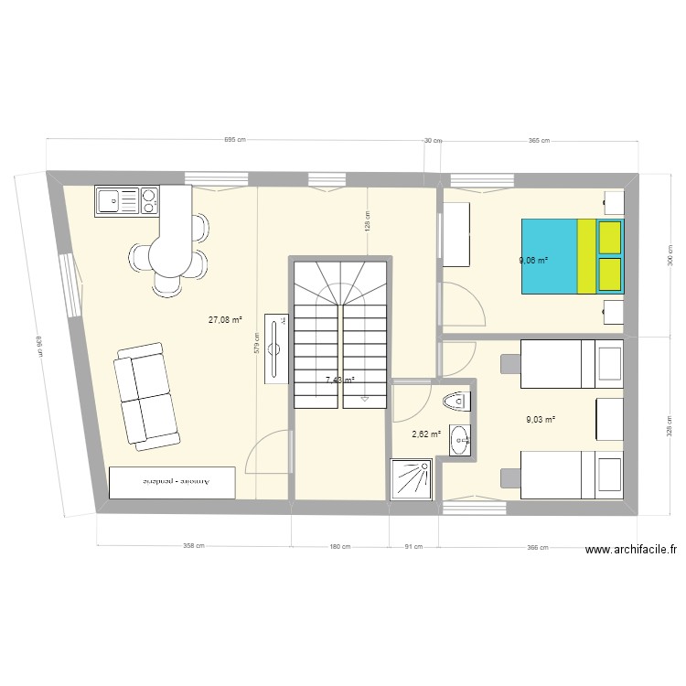 plan appart 1 essai. Plan de 5 pièces et 55 m2