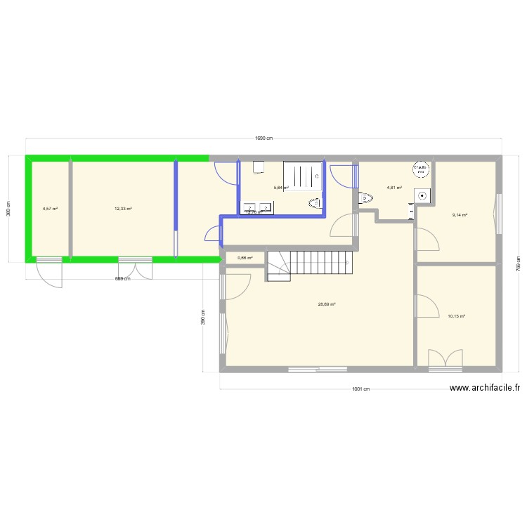 Maison Saran V2. Plan de 9 pièces et 89 m2