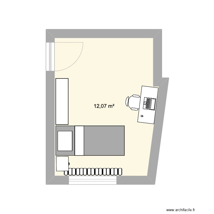 Georges 2. Plan de 1 pièce et 12 m2