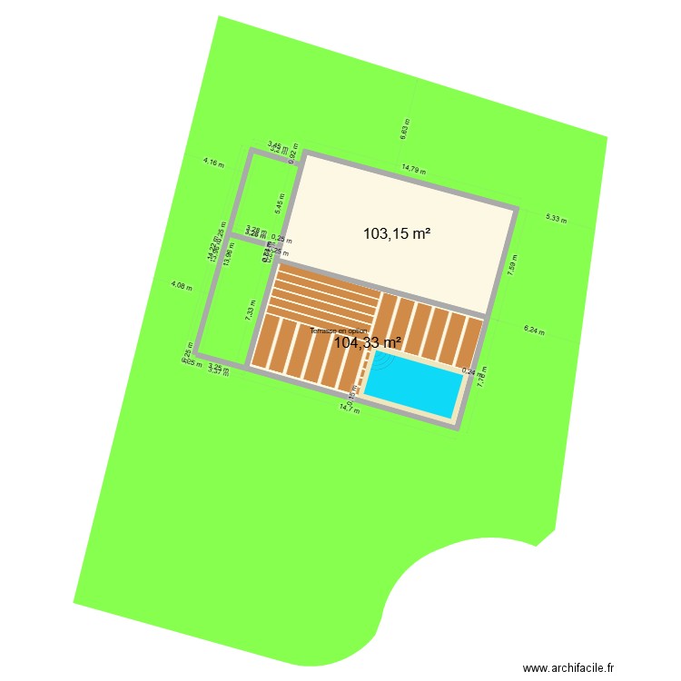 PLAN TERRAIN AGRANDISSEMENT bis. Plan de 2 pièces et 207 m2