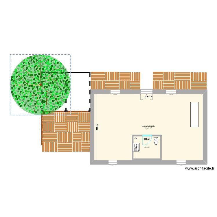 Le Gabarot. Plan de 2 pièces et 77 m2