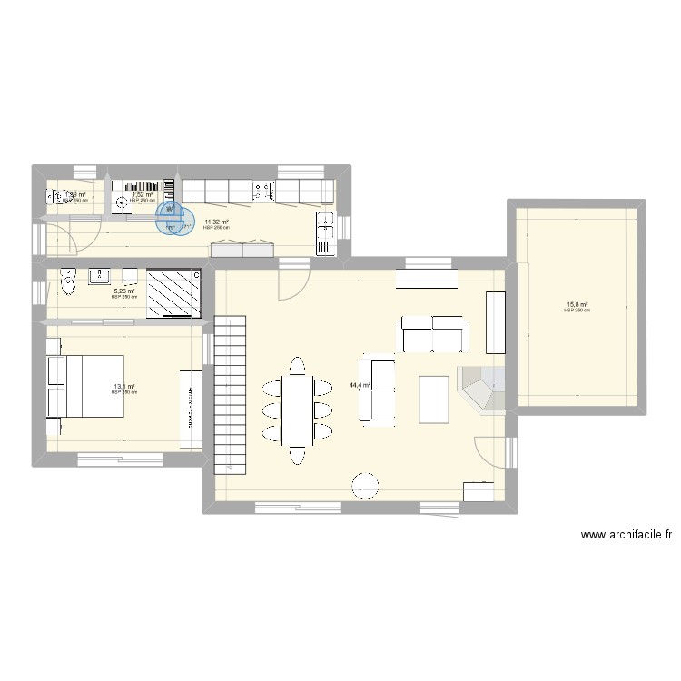 Marnac - V2. Plan de 7 pièces et 93 m2