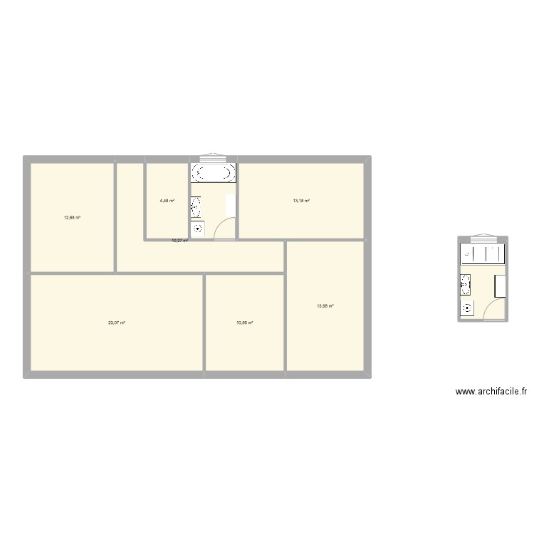 Labeguere. Plan de 9 pièces et 98 m2