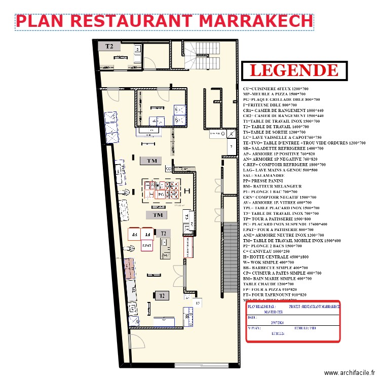 PLAN RESTAURANT MARRAKECH2. Plan de 5 pièces et 193 m2