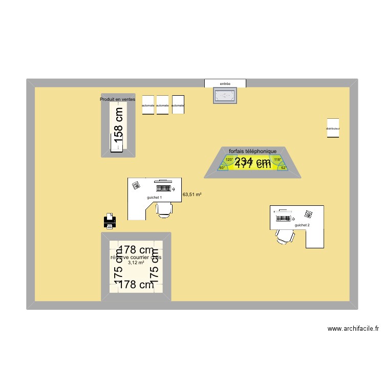 mco . Plan de 4 pièces et 79 m2