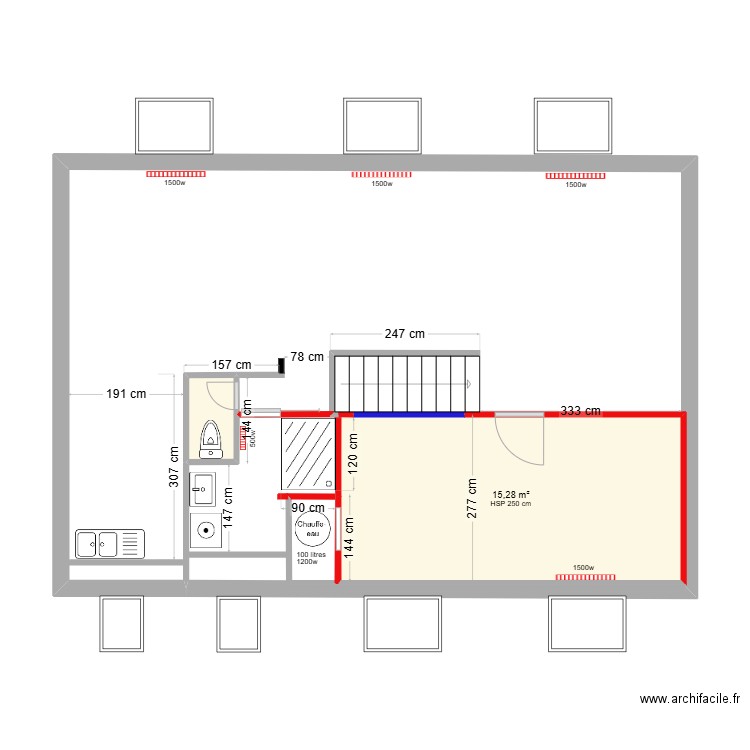 CYSOING FUTUR 2. Plan de 2 pièces et 16 m2