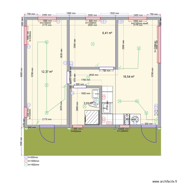 Елена переславль эл. Plan de 5 pièces et 48 m2