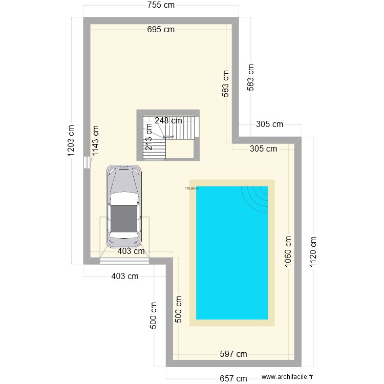 SOUS SOL BOIS LEROI . Plan de 2 pièces et 132 m2