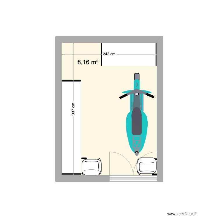 local piscine. Plan de 1 pièce et 8 m2