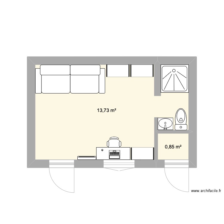 abri jardin 2024 08. Plan de 2 pièces et 15 m2