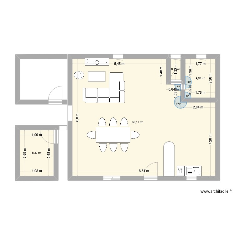 ludopeg. Plan de 4 pièces et 60 m2