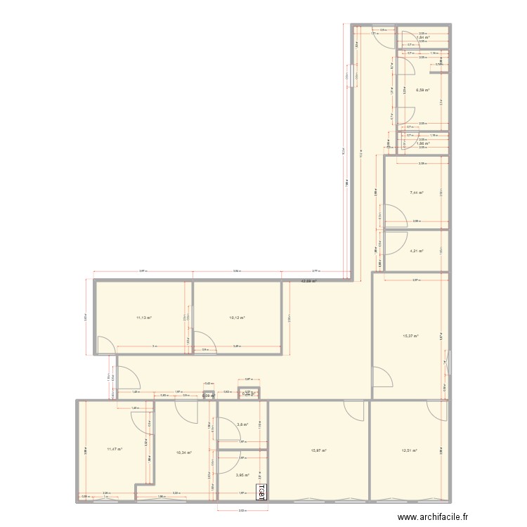 CVI BUREAUX - Bureau assistante. Plan de 17 pièces et 160 m2