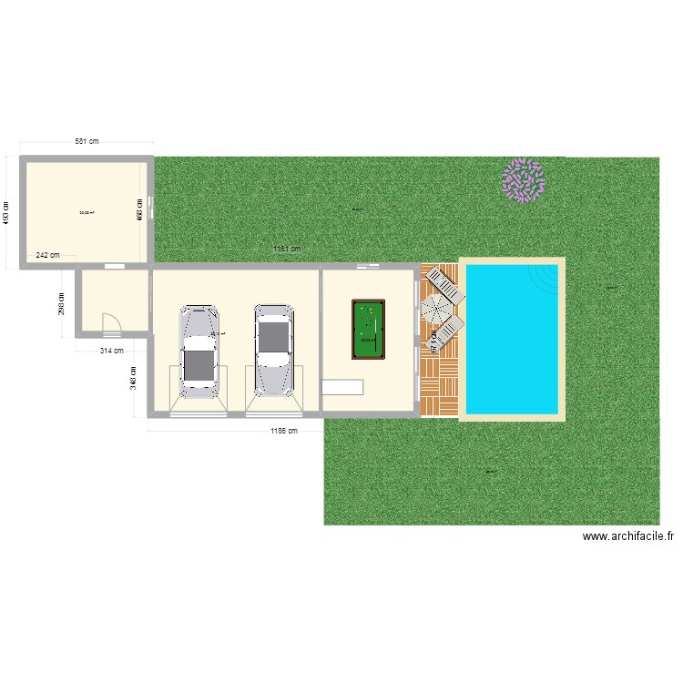 projet garage. Plan de 3 pièces et 102 m2