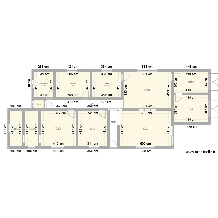 FRIDAT. Plan de 14 pièces et 160 m2