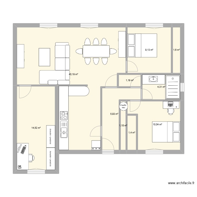 maison 1. Plan de 10 pièces et 89 m2