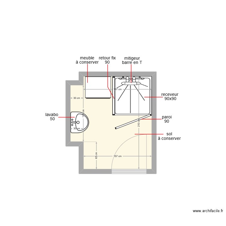 sauv. Plan de 1 pièce et 4 m2