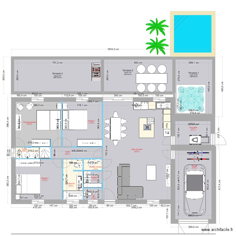 PLAN MAISON ALEXANDRE. Plan de 15 pièces et 164 m2