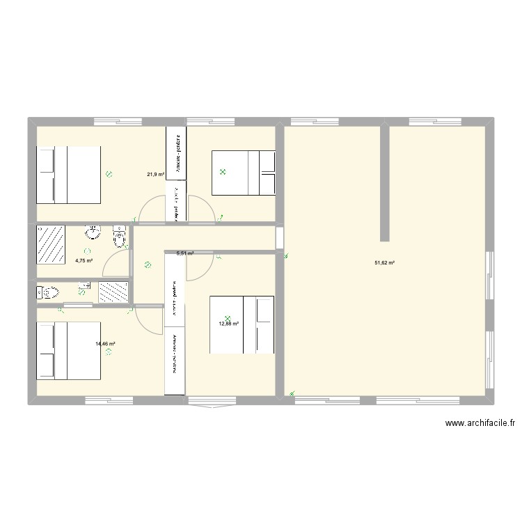 Villa de la montagne. Plan de 6 pièces et 111 m2