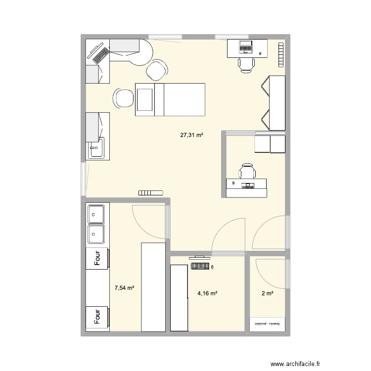 plaudren. Plan de 4 pièces et 41 m2