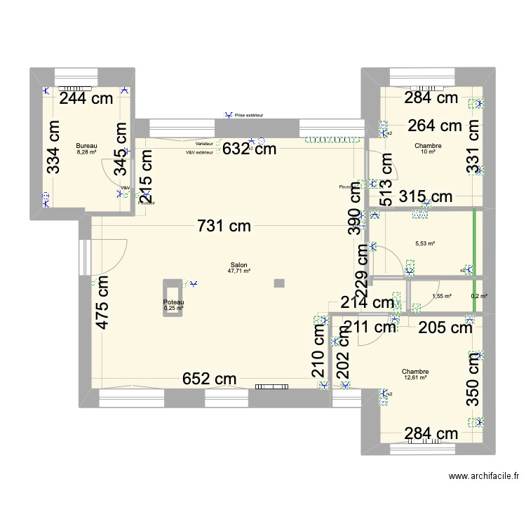 Plan elec V2. Plan de 8 pièces et 87 m2