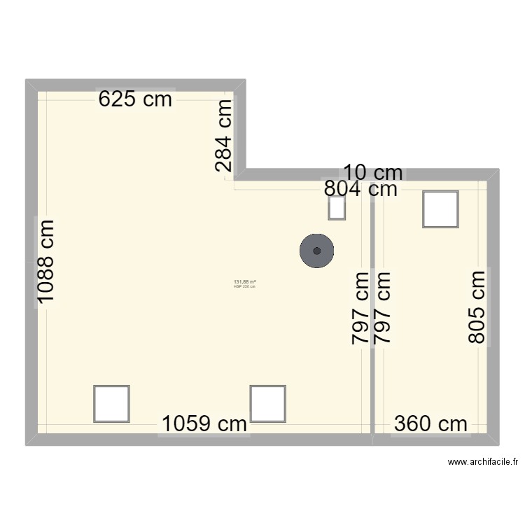 Combles. Plan de 1 pièce et 132 m2