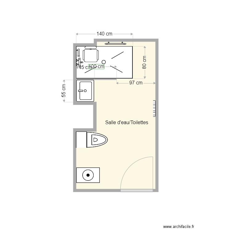 plan après travaux cloarec marie therese. Plan de 1 pièce et 7 m2