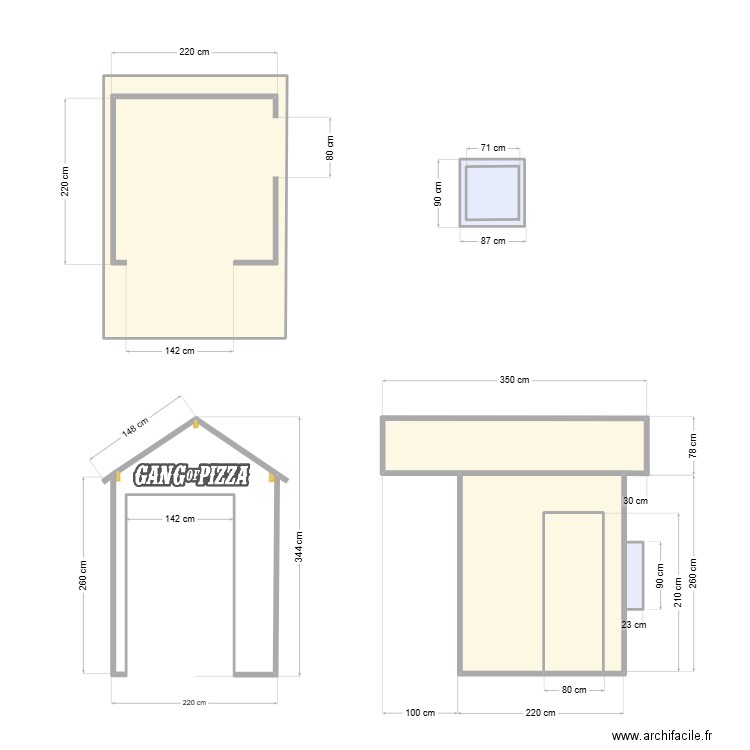 Kiosque ABF. Plan de 6 pièces et 17 m2