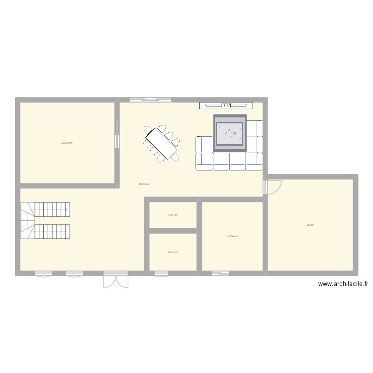 jdn. Plan de 6 pièces et 154 m2