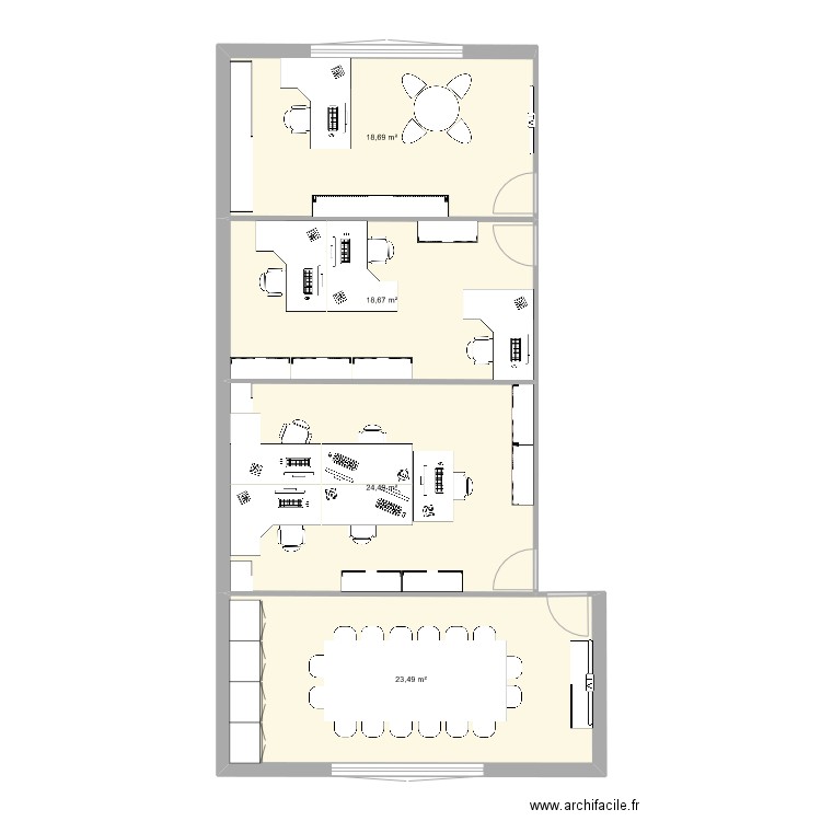 bureau V2. Plan de 4 pièces et 85 m2