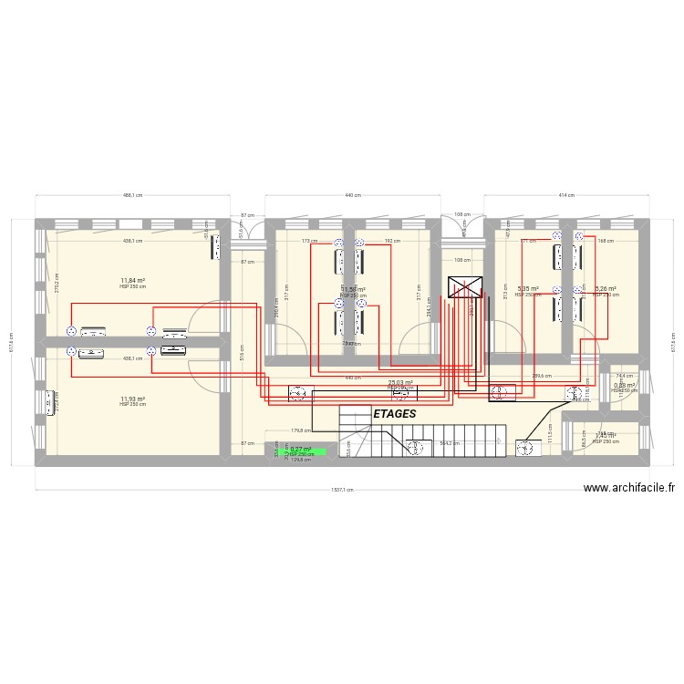 Pla n electeicite Saint Geurge Taouyak. Plan de 9 pièces et 74 m2