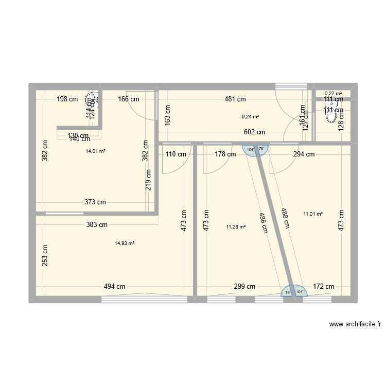 Maison médicale . Plan de 6 pièces et 61 m2