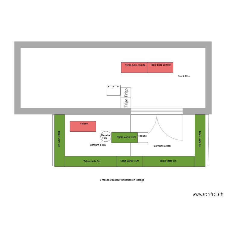 buvette fête 2024. Plan de 1 pièce et 37 m2