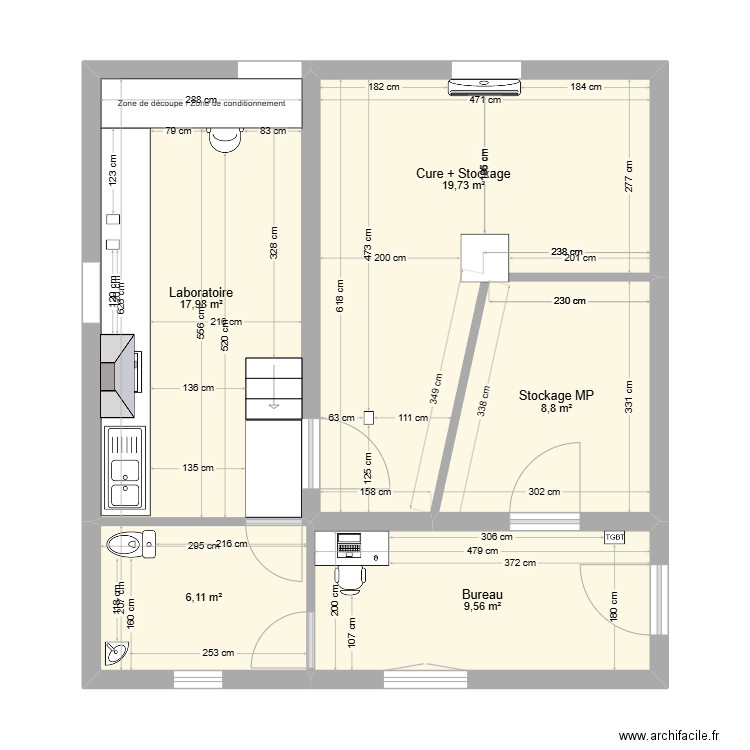 Projet elec. Plan de 5 pièces et 62 m2