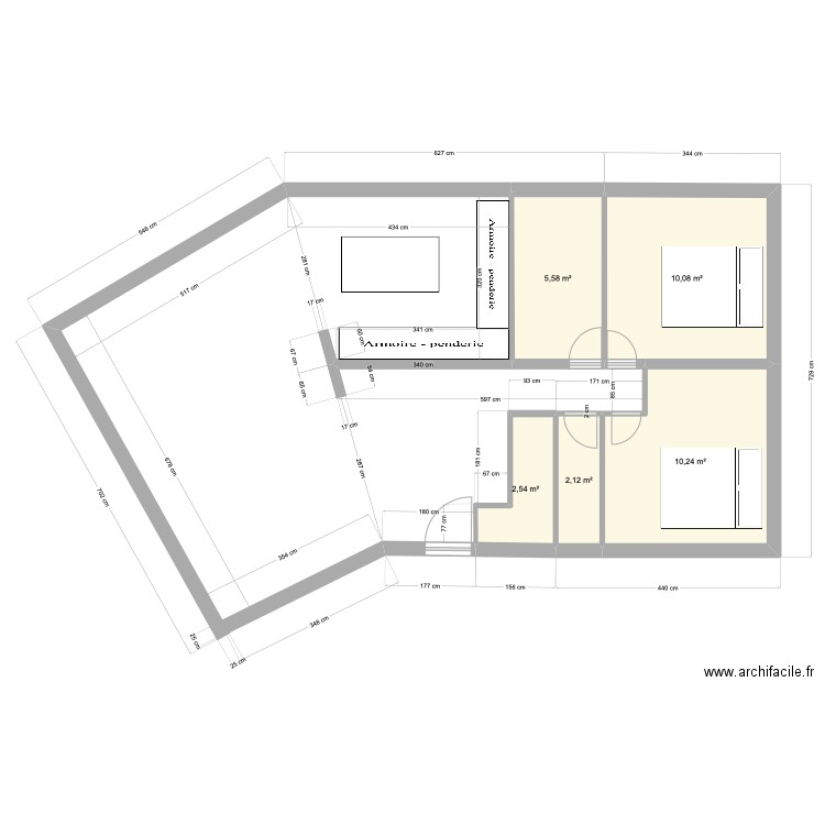 PLAN NIVEAU  1  MODIFICATION 5/05. Plan de 5 pièces et 31 m2