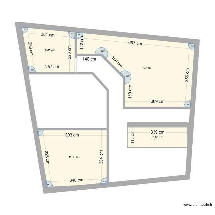 Maison Rozier Etage. Plan de 4 pièces et 40 m2