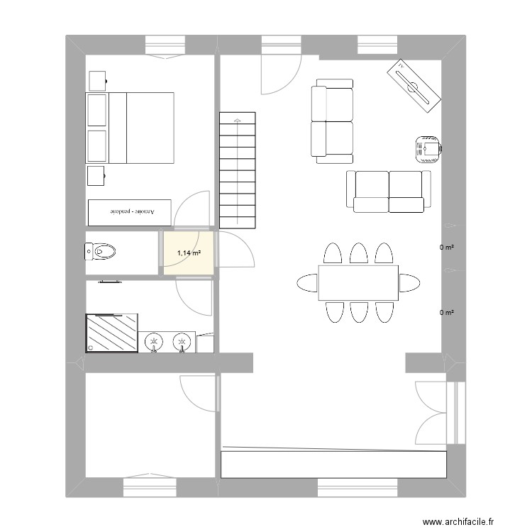 TATA. Plan de 3 pièces et 1 m2