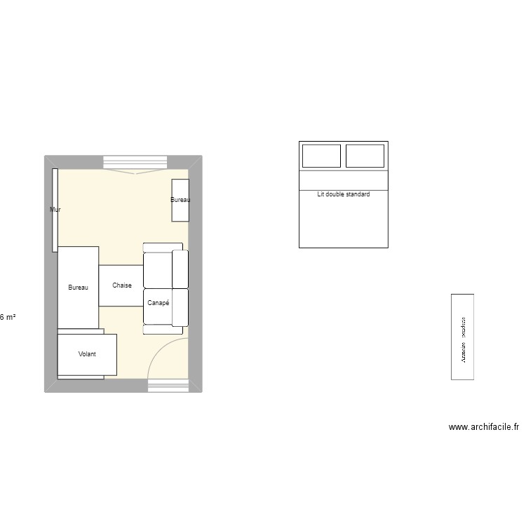 Petite pièce. Plan de 1 pièce et 10 m2