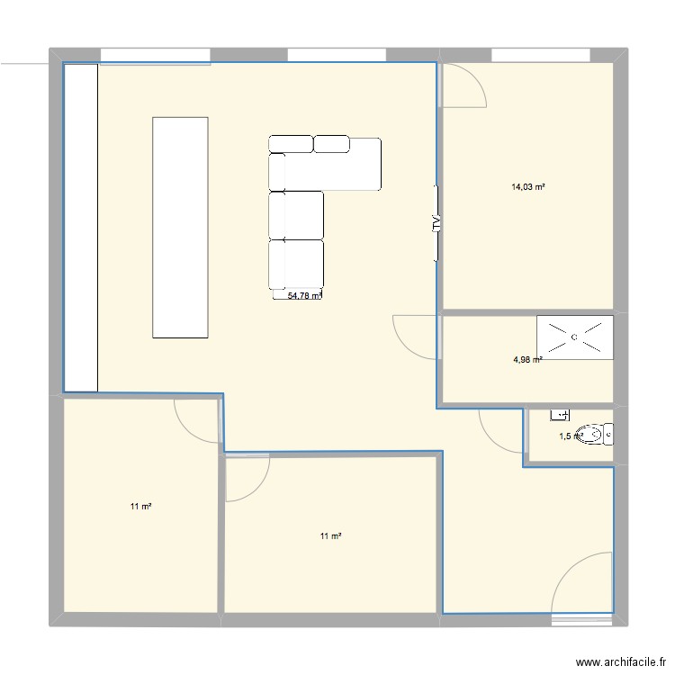 appartement 2. Plan de 6 pièces et 123 m2