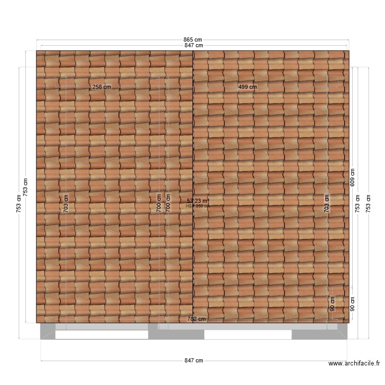 GARAGE. Plan de 1 pièce et 53 m2