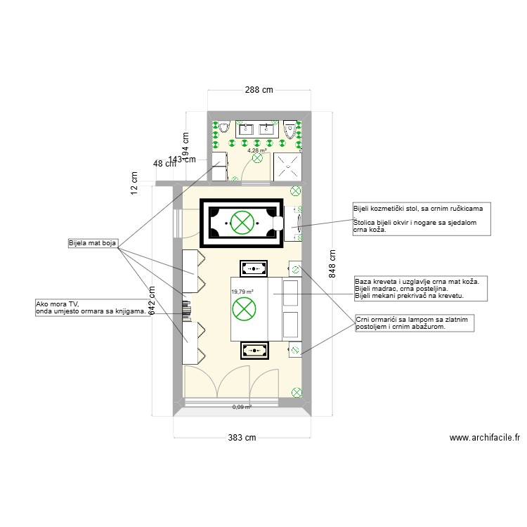 08-3, Z4. Plan de 3 pièces et 24 m2