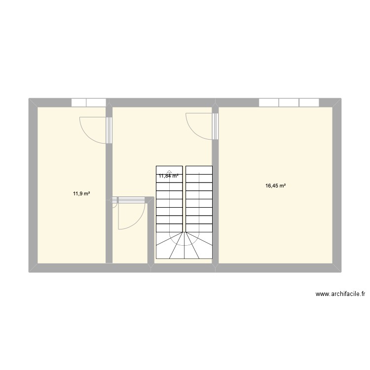 paquebot 3. Plan de 3 pièces et 40 m2