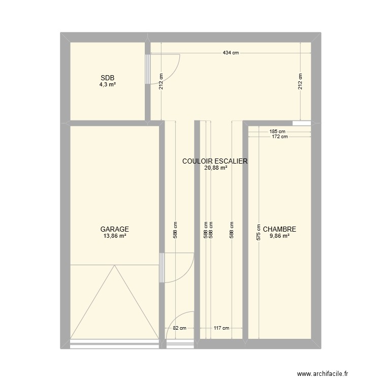 Maison Thoury. Plan de 4 pièces et 49 m2