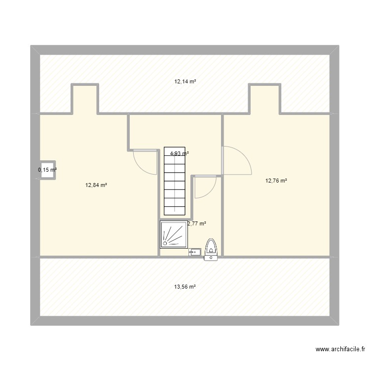 sdb etage. Plan de 7 pièces et 59 m2