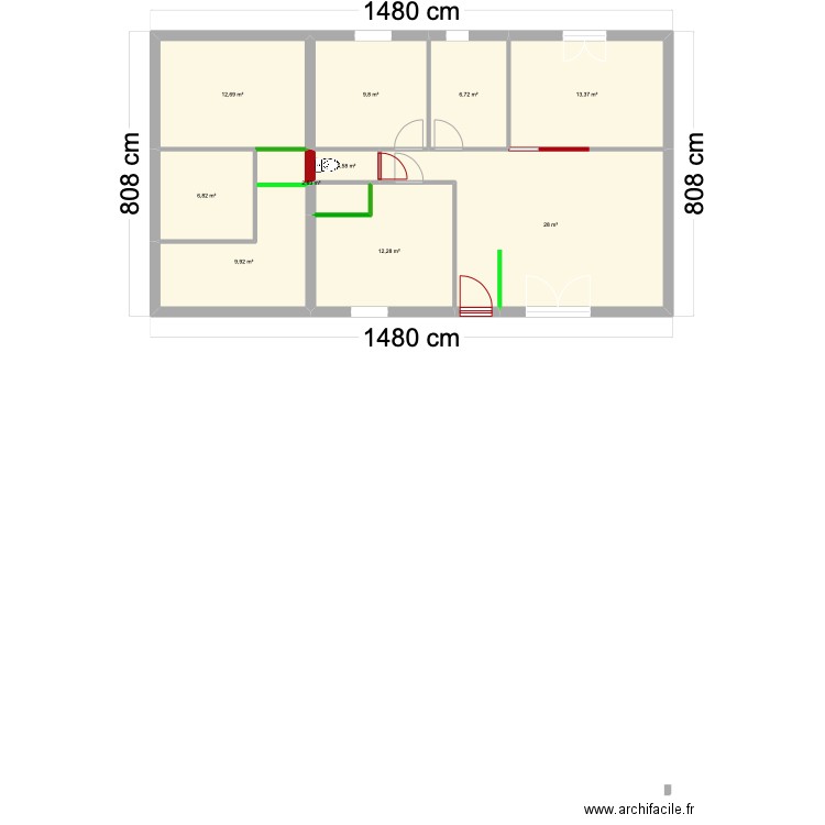 MMHH. Plan de 10 pièces et 104 m2